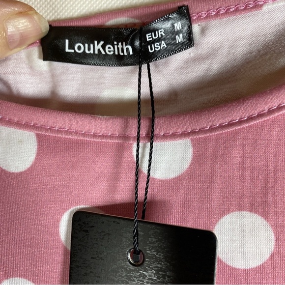 Ladies' LouKeith Pink Polka Dot Ruffle Tank Dress - Picture 4 of 5